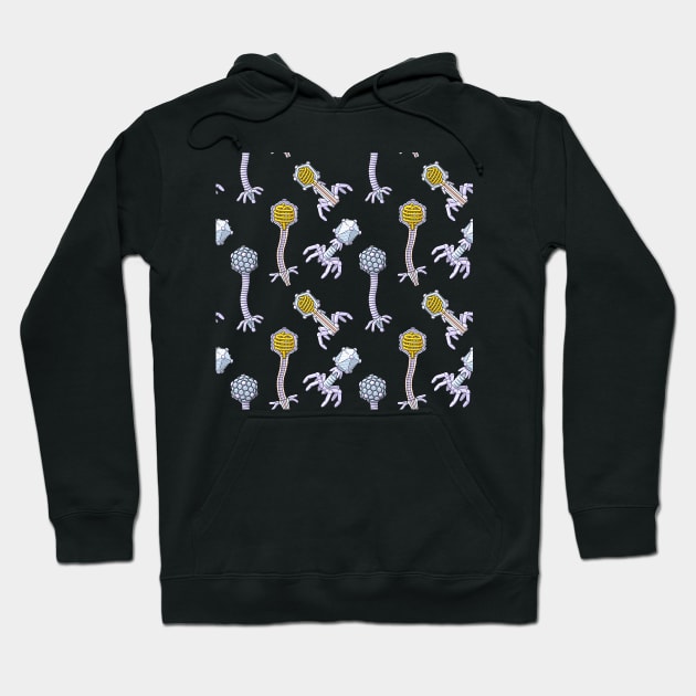 Bacteriophage Illustration Pattern Hoodie by taylorcustom